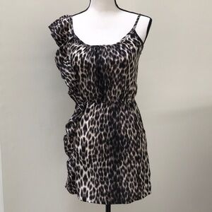 Envy me Leopard Print Dress, Asymmetrical Shoulder Strap Design Size S